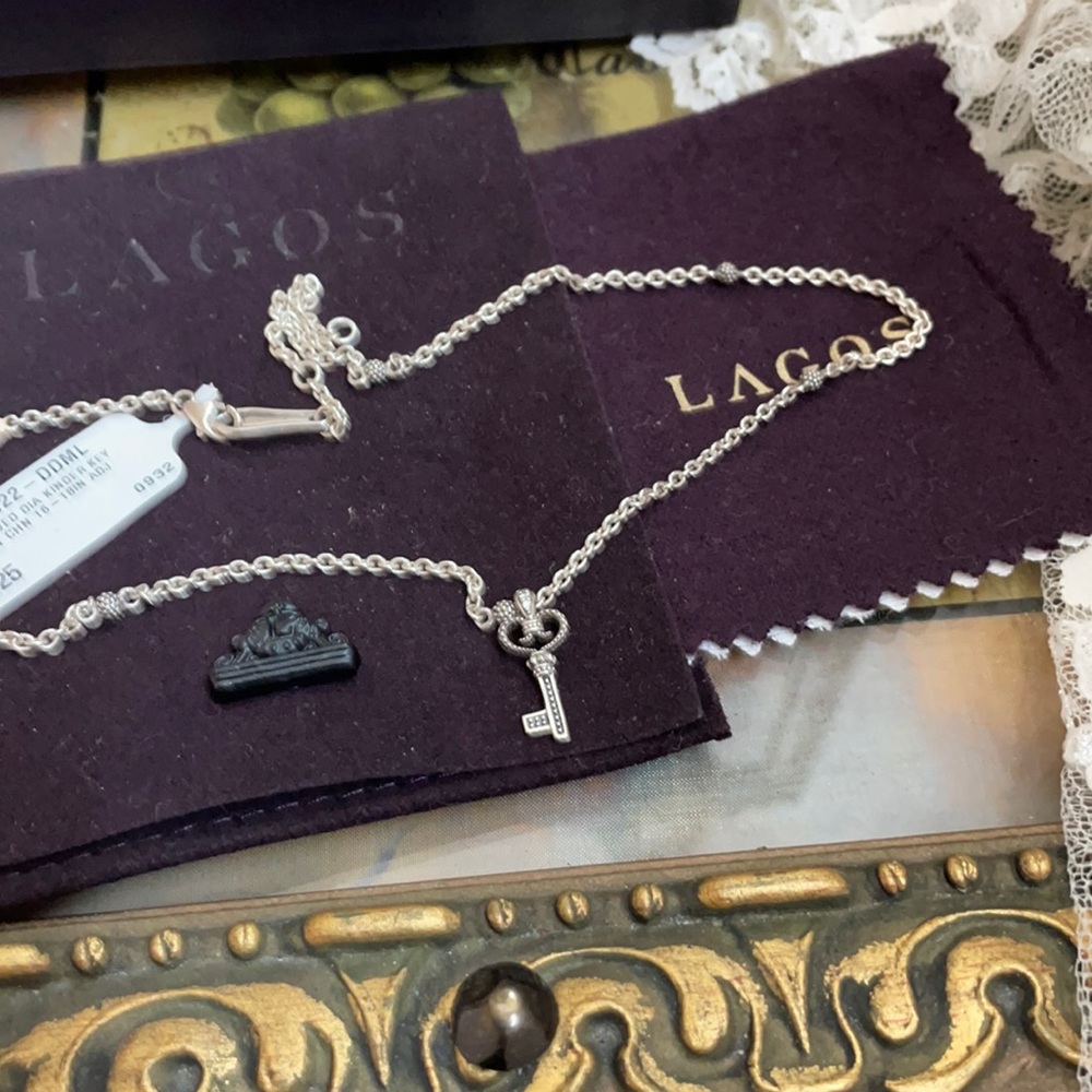 Lagos Sterling Silver diamond key pendant necklace